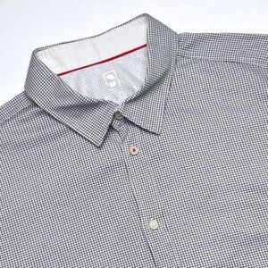 Desoto Men Button Down Shirt Black White XL Micro Houndstooth Jersey Knit Cotton